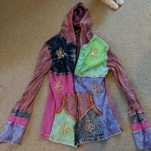 Patchwork zip up jacket